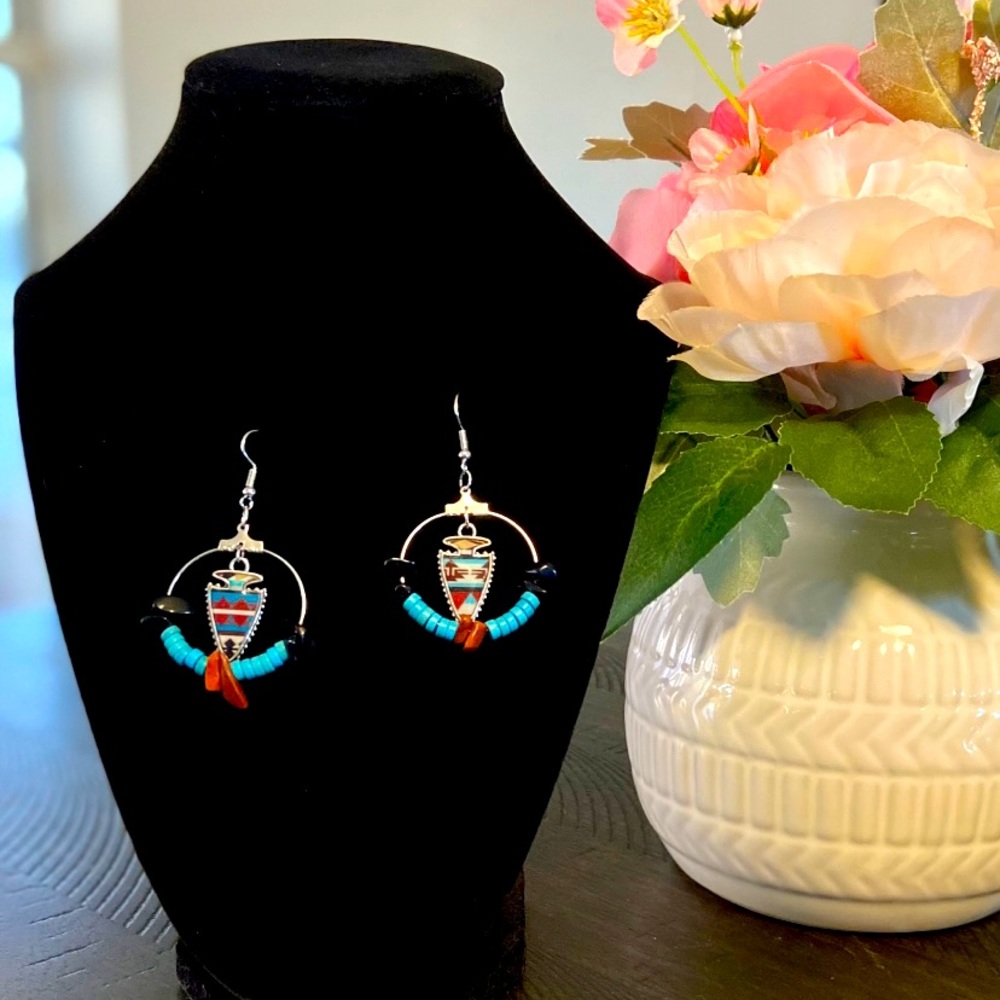 Custom Made Tribal Arrowhead Earrings